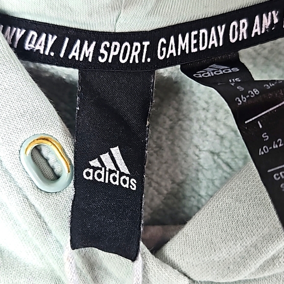 ADIDAS Women's Badge of Sport Overhead Fleece Hoodie Green Size S - Picture 5 of 7